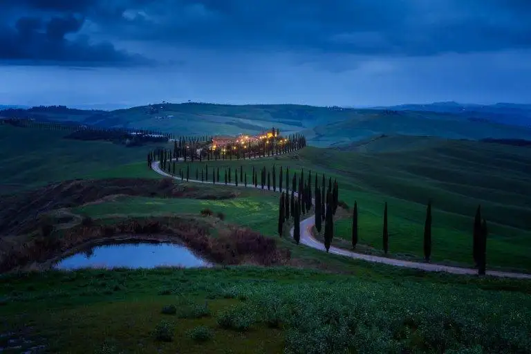 Tuscany landscape in night